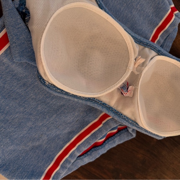 Vintage Jantzen Blue and White Knit Two Piece Swim Suit - Picture 4 of 12